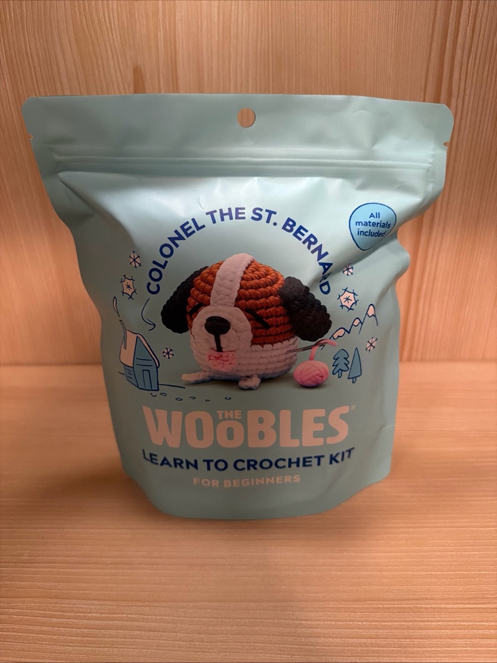 The Woobles Colonel The St. Bernard Learn to Crochet Kit - Light Blue